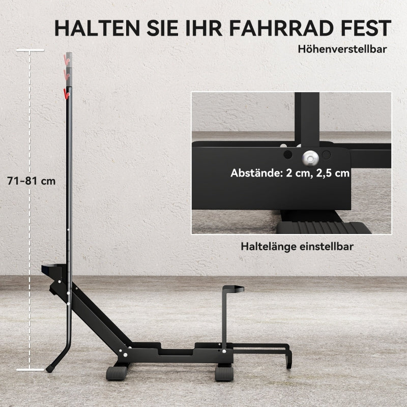 Bicycle Stand, Free-Standing Floor Parker with 80mm Tire Widths, Steel, Black