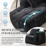 Chaise Longue Sofa, Soft Cushions Side Pockets, Black