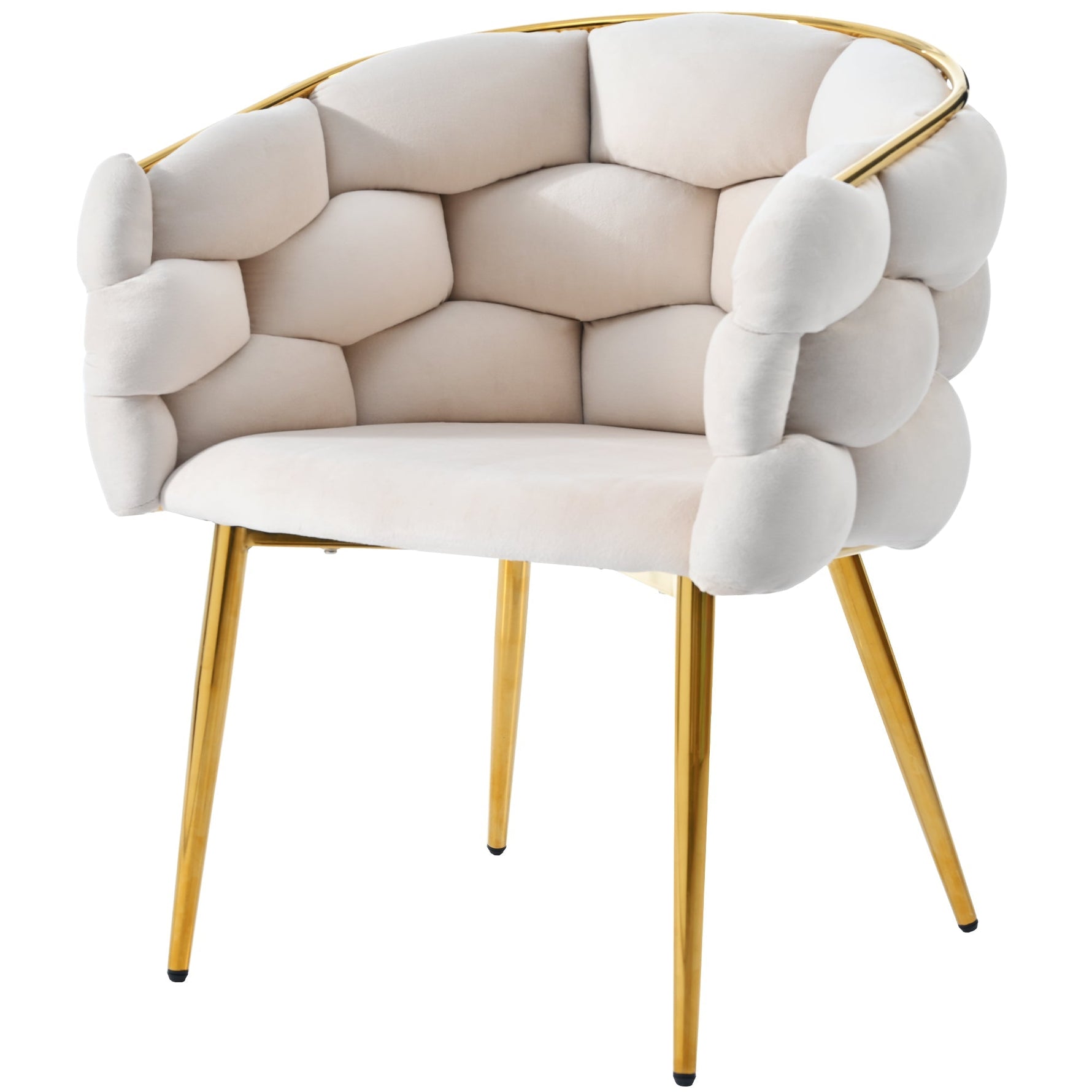 Luxurious Velvet Chairs Set of 6 Modern Gold Legs - Beige