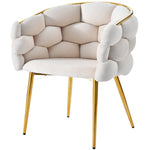 Velvet Chairs Set of 4 Modern Gold Legs - Beige