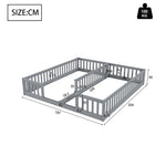 Children's Panel Bed 90x200 cm with Railing, Grey Pine Wood