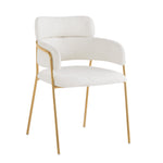 Dining Chair Set of 4 Modern Ergonomic Gold Legs - Beige