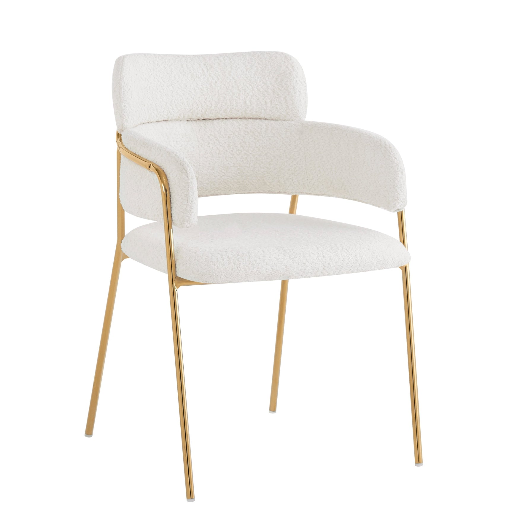 Dining Chair Set of 4 Modern Ergonomic Gold Legs - Beige