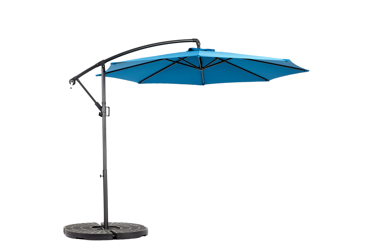 Double Sided Outdoor Umbrella, 14.8 Ft Rectangular Large with Crank, Blue