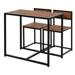 Dining Set with 2 Chairs, Kitchen Table Group, Metal and Natural Wood