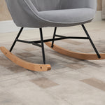 Rocking Chair, Ergonomic Swing, Nursing, Velvet Look, Light Grey