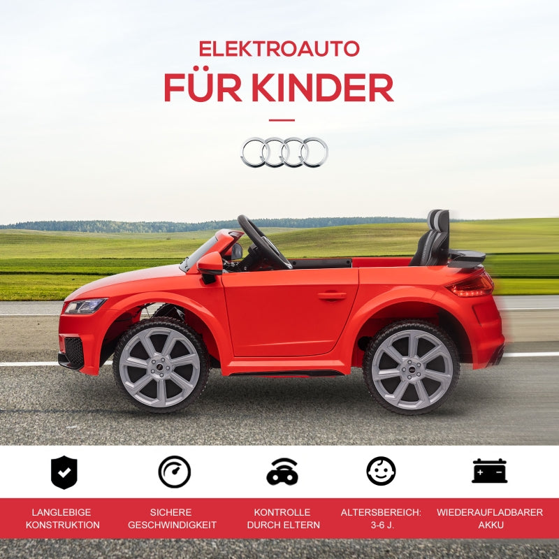 Audi Kids Electric Car 12V with Remote Control and LED Lights, Red