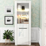 Display Cabinet with App LED Lights and Shelves, White