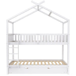 House Bed 90x200cm Triple Extendable Space-Saving - White