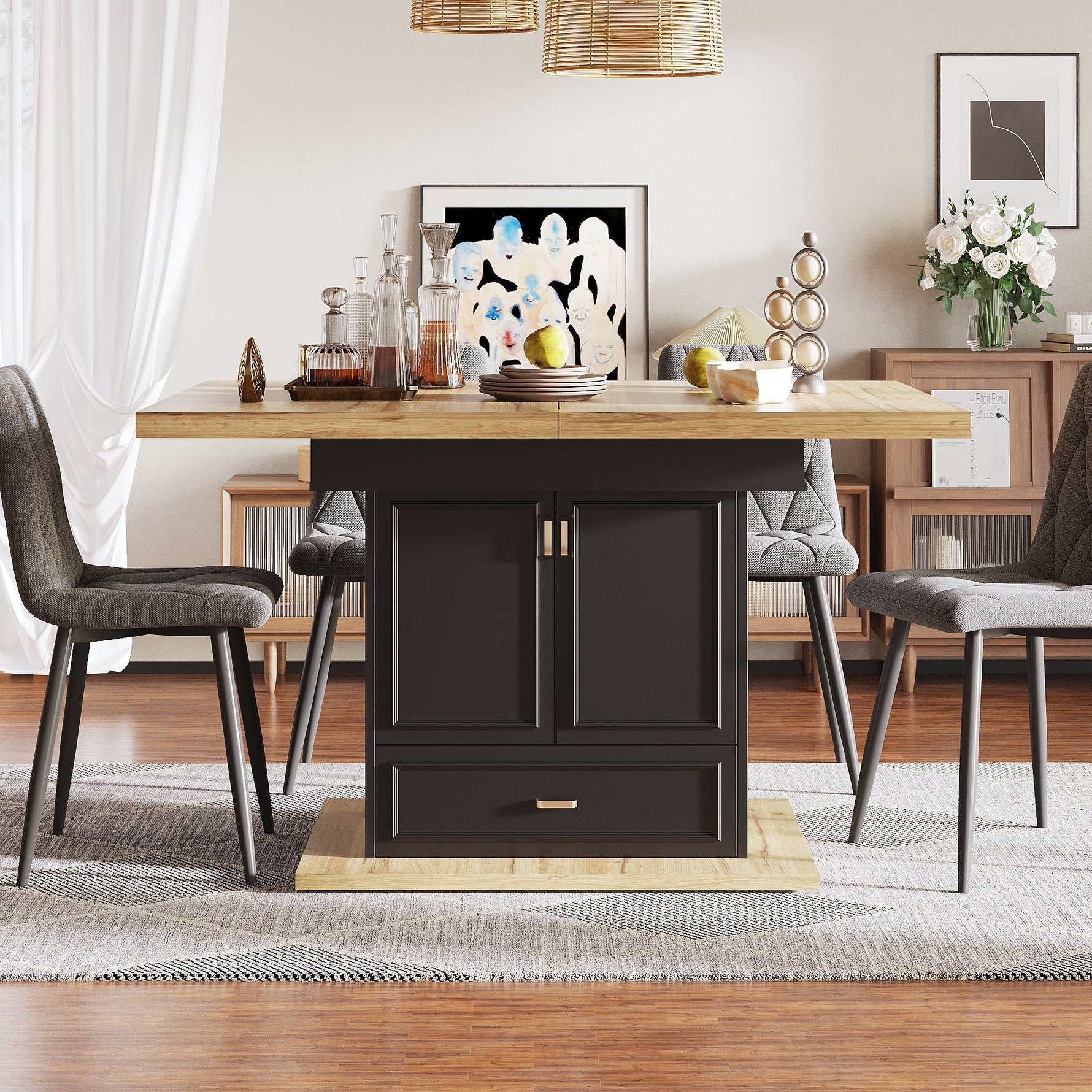 Extendable Dining Table 110-140cm 6-Person for Kitchen & Dining Wooden