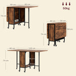 Folding Dining Table 6 Seater with Shelf 130x80x74cm - Reddish-brown