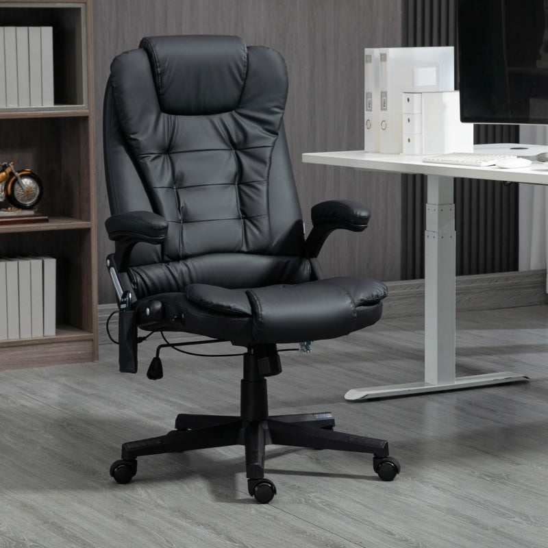 Office Chair, High Back Massage Swivel, Faux Leather Black