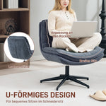 Office Chair, Wide Seat Height Adjustable Swivel, Dark Grey Linen Look