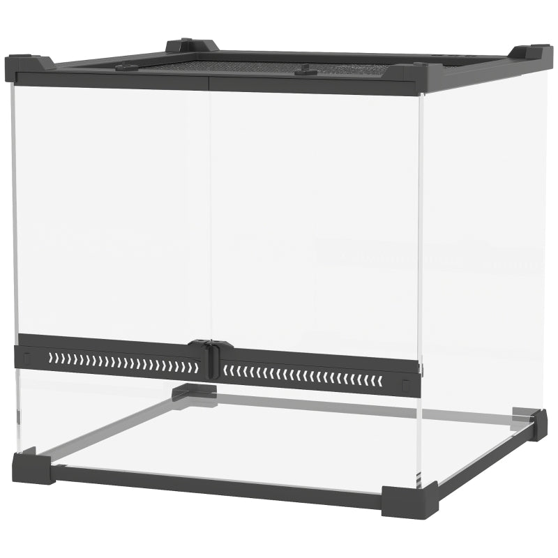 Glass Terrarium, Raised Waterproof Base with Button Lock, for Reptiles
