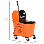 Cleaning Trolley, 36L Bucket & Wringer, Black/Orange