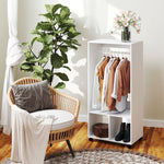 Mobile Wardrobe with Shelf, 4 Swivel Wheels, White