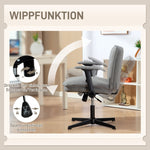 Office Chair Wide Desk Flip-up Armrests Height Adjustable Grey Linen Look