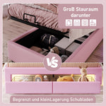 Upholstered Bed 90x200cm Princess Hydraulic Storage Ambient LED Lighting Pink PU