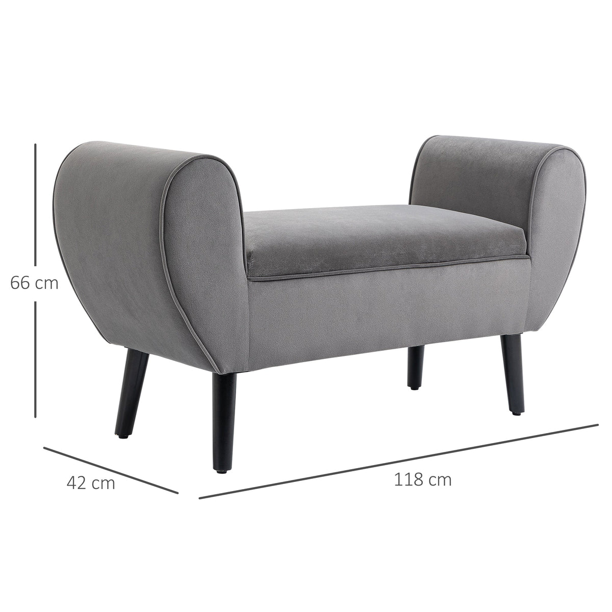 Storage Bench, Modern with Armrests, Velvet Polyester
