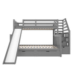 Bunk Bed with Drawers & Slide, 90x200/140x200, Grey