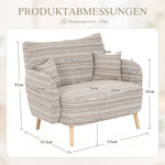 Modern Two-Seater Sofa with Armrest Cushions and Storage Bag, Loop Fabric