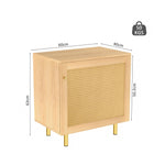 Wicker Nightstand Single Door Rustic Natural Wood Look