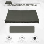 Freestanding Awning, 300 x 150cm, Hand Crank, Windproof, Aluminum, Gray