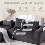 Compact Sofa Modular Side Pocket Cup Holder 3 Cushions - Corduroy Dark Gray