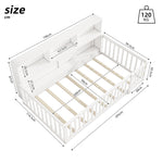 Daybed Sofa Bed 90x200cm Storage Compartment Railing - Pine Wood White