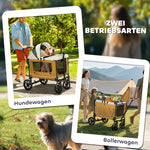 Dog Buggy, Foldable, for Dogs & Cats up to 30kg, Brown