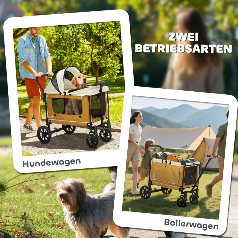 Dog Buggy, Foldable, for Dogs & Cats up to 30kg, Brown
