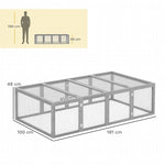 Small Animal Hutch, Outdoor Enclosure, Fir Wood, Grey