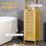 kleankin Bathroom Cabinet, 3 Open Compartments, 1 Cupboard, Bamboo