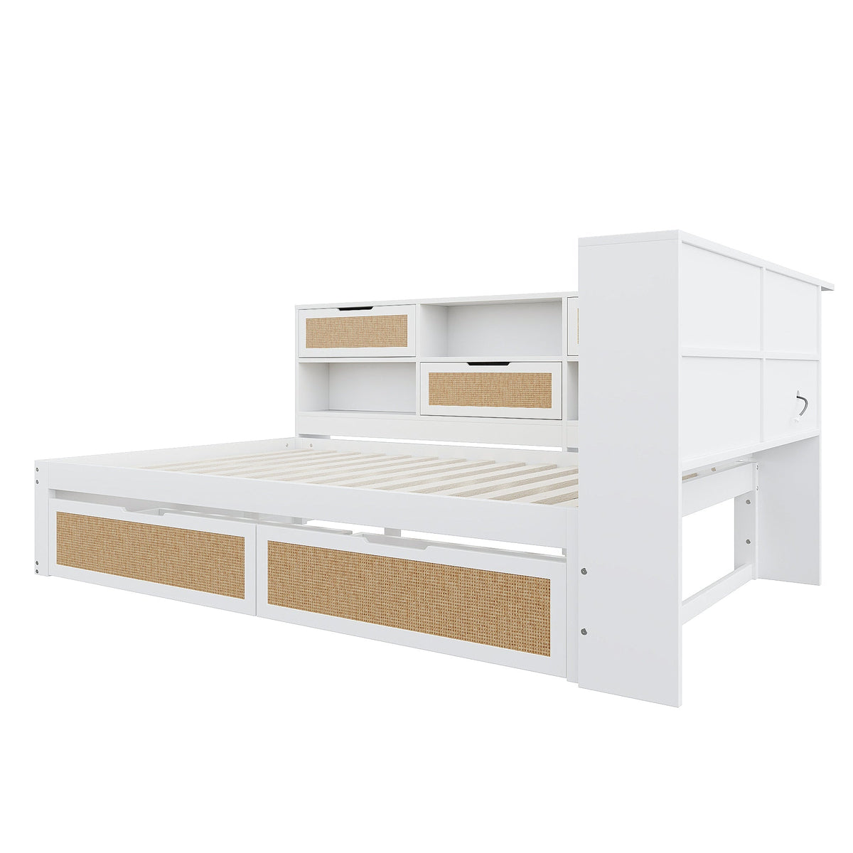 Solid Wood Sofa Bed 140x200 Multifunctional Single/Children's Storage Charging Port, White