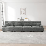 Modular Corner Sofa, 4-Seater Deep Seat Sleeper, Chenille Grey