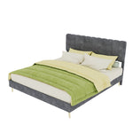 Upholstered Bed 160x200cm with Mattress & Headboard, Grey