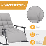 Rocking Chair/Relaxing Armchair Footrest Adjustable Backrest Side Pocket, Microfiber Grey