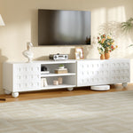 TV Cabinet Lowboard 200cm 3-Door Printed Design - White