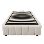 Upholstered Bed 90x200cm Hydraulic Storage - Beige