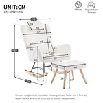 Rocking Chair with Footstool, Armrests Recliner Lounge Chair, Teddy Velvet Fabric