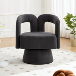 Cuddle Barrel Accent Chair, 360-Degree Rotating Fluffy Fabric, Dark Gray