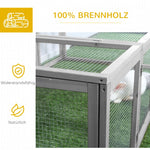 Small Animal Hutch, Outdoor Enclosure, Fir Wood, Grey