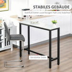 Bar Table, Adjustable Feet, Marble Look, White+Black