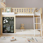 Bunk Bed Chalkboard Storage Safety Railing Pine + MDF White/Natural 90x200cm
