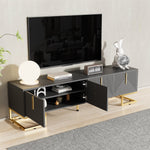 TV Lowboard Textured Door Gold Handles Gold Feet