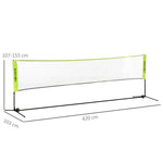 Badminton Net Set, Foldable Height Adjustable with Carrying Bag, Metal Polyester Green