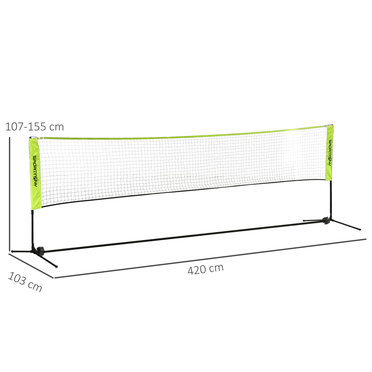 Badminton Net Set, Foldable Height Adjustable with Carrying Bag, Metal Polyester Green