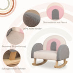 Toddler Rocking Chair, Faux Sheepskin, Eucalyptus Wood, Grey+Pink+Cream