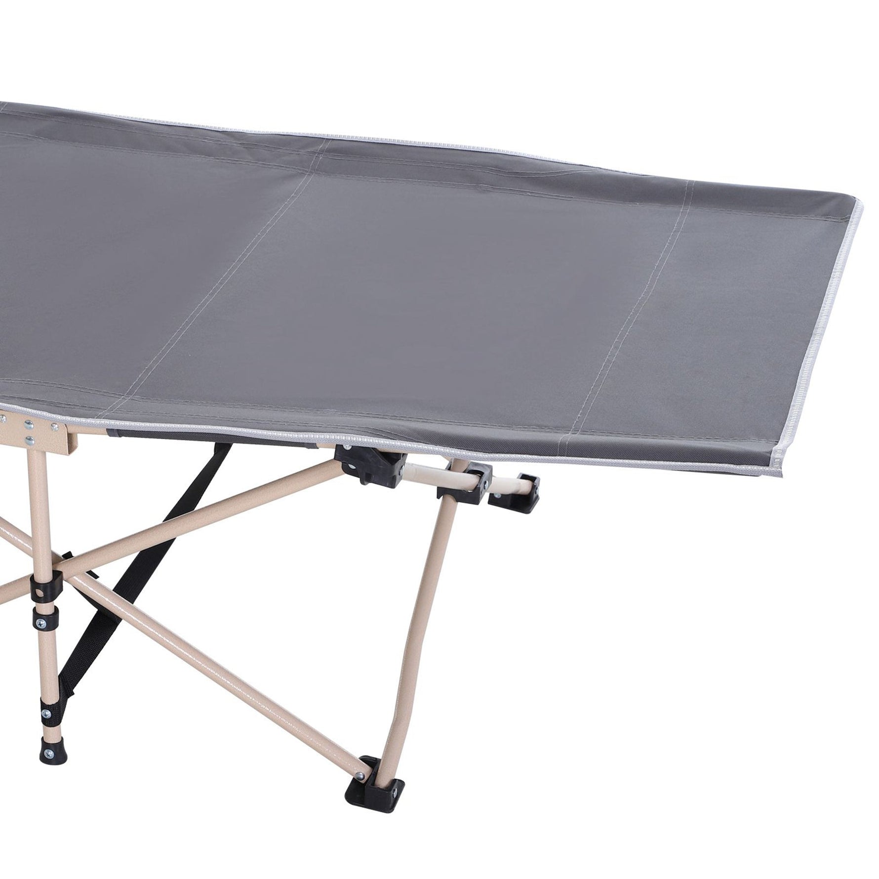 Camp Bed, Foldable Camping Lounger with Carry Bag, Steel Oxford Grey