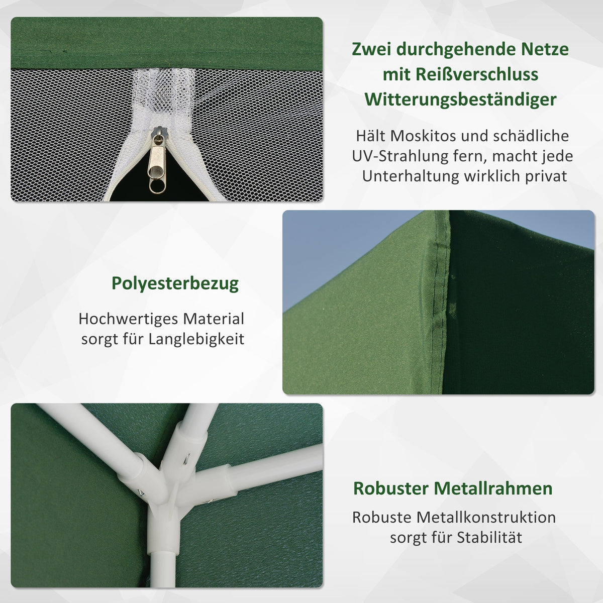 Garden Gazebo Marquee 3x3 m Weatherproof Mosquito Net, Metal & Polyester, Green